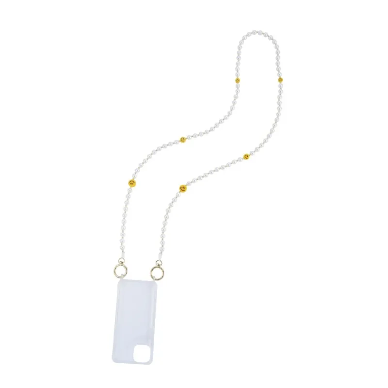 Damen Handykette aus Perlen mit Smileys gold