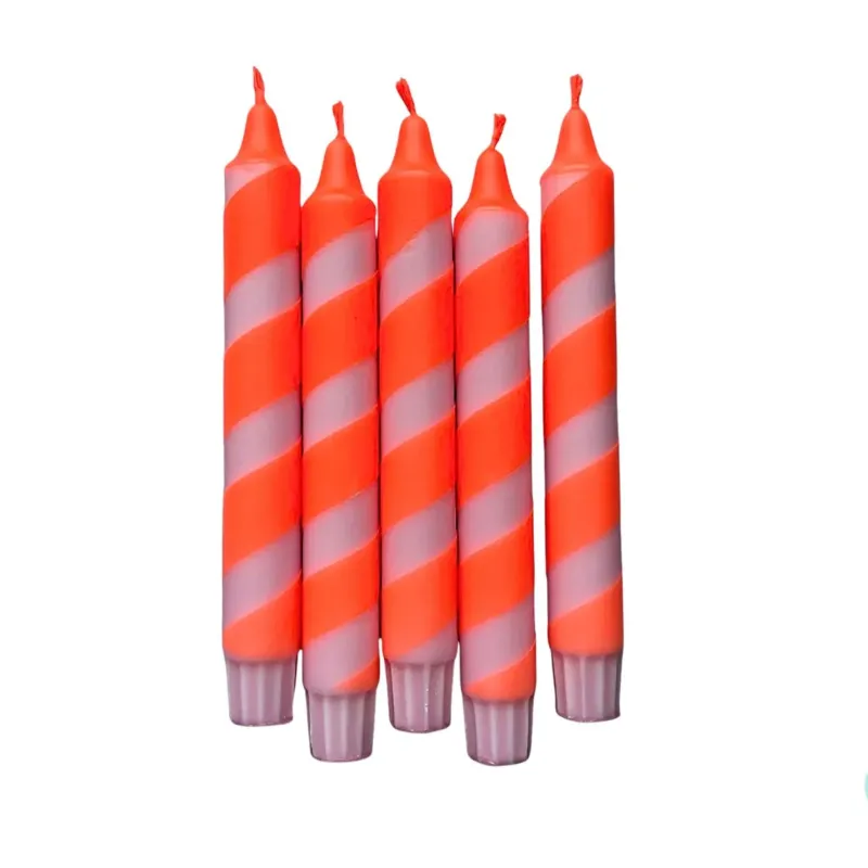 Dip Dye Kerzen 'Swirl neonorange-rosa'