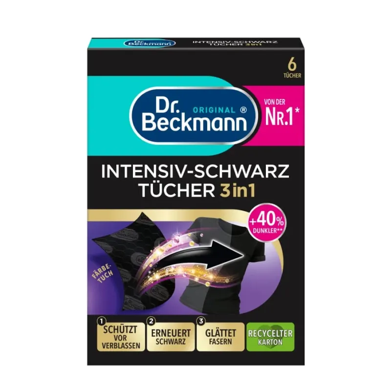 Dr. Beckmann Intensiv-Schwarz Tücher 3in1 Färbetuch