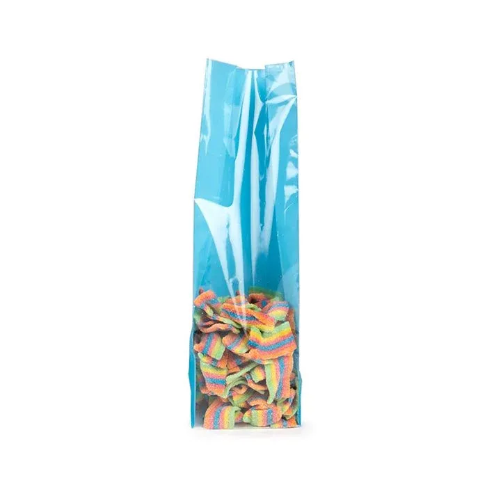 Block Bottom Bags Neon Blue w/ Paper Insert 8,9x5,7x30,5 cm