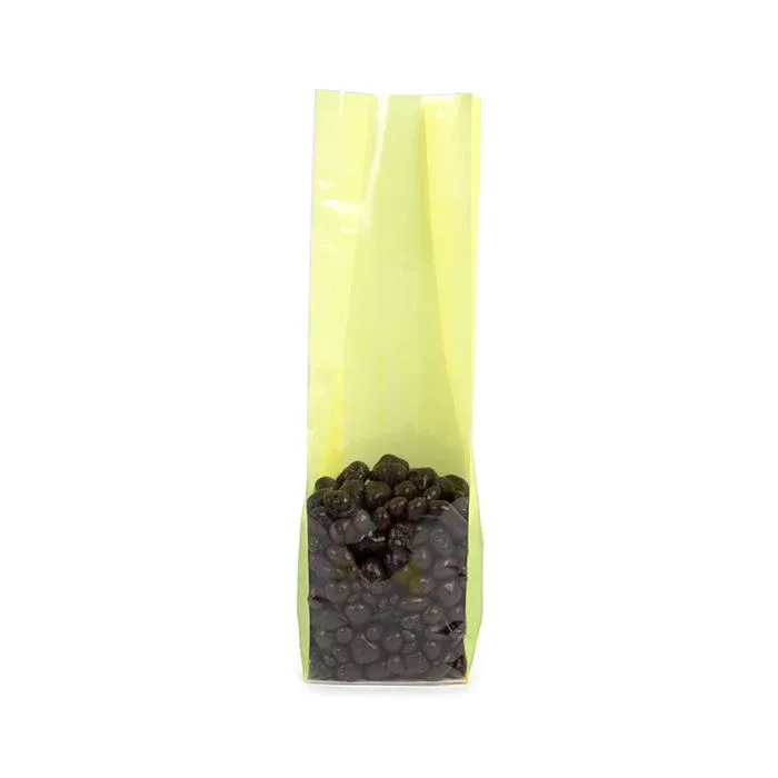 Block Bottom Bags Neon Yellow w/ Paper Insert 7x5,1x25,4 cm