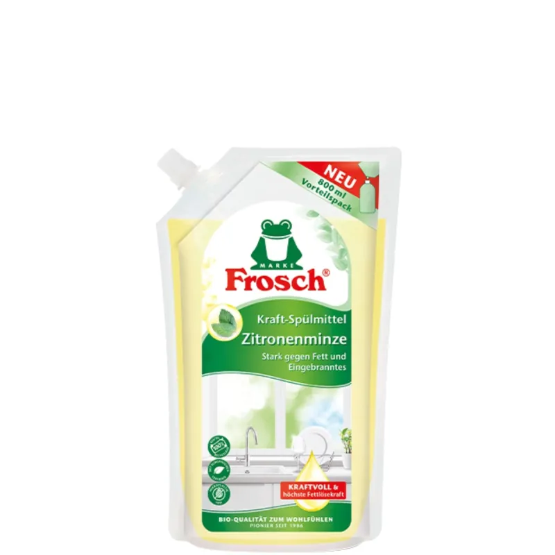 Frosch Zitronenminze Spülmittel, hohe Fettlösekraft 800 ml Beutel