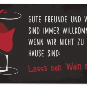 Bild: Fußmatte - Gute Freunde und Wein sind immer willkommen.