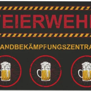 Bild: Fußmatte - Feierwehr Brandbekämpfungszentrale mit Bier.