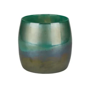 Windlicht Glas Übertopf Blumenvase Perlmutt grau/grün 17cm