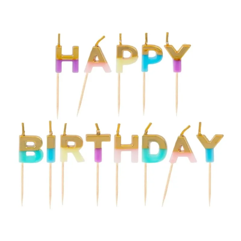 Pastellfarbene „Happy Birthday“ -Buchstabenkerzen