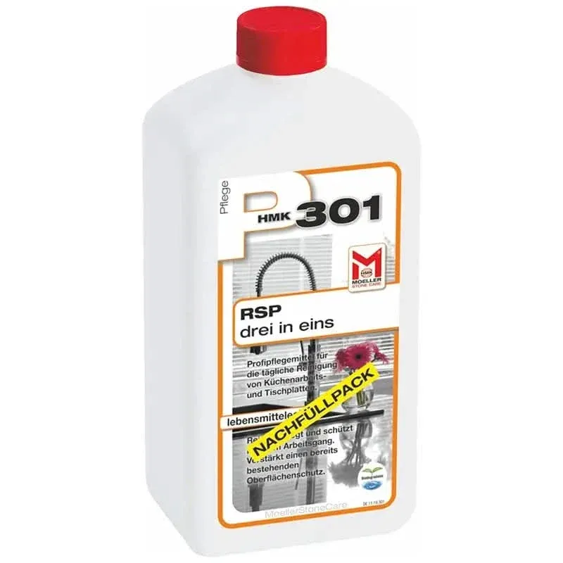 Weiße kunststoffflasche mit rotem deckel und orange umrandetem label mit hmk 301 schriftzug für hmk p301 rsp nachfüllpack