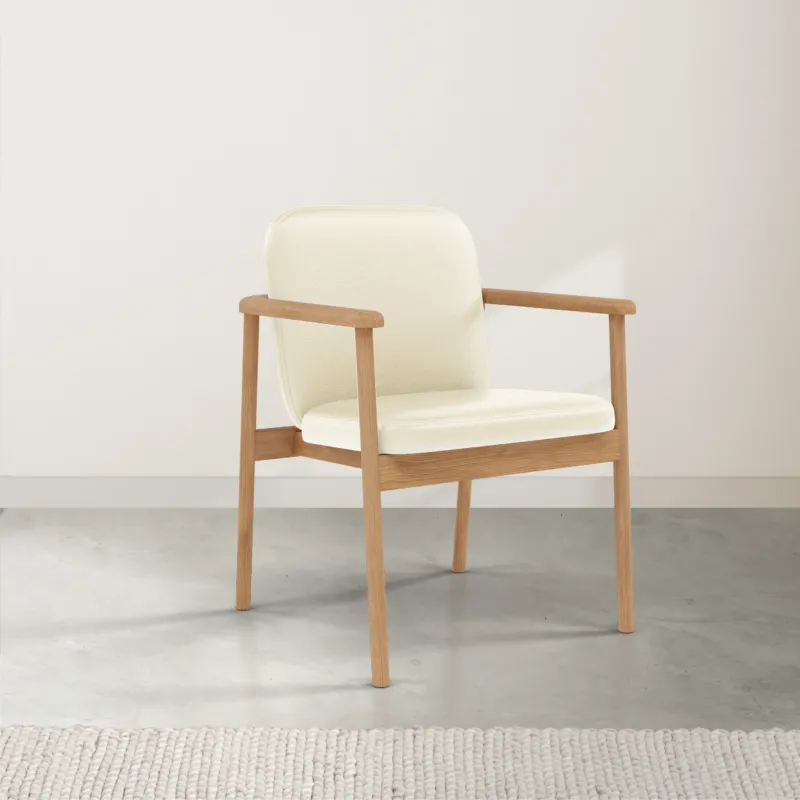 Jackson Dining Chair Cream Leather Solid American Oak