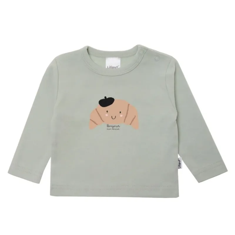 Kinder Langarmshirt mit Print 'Croissant' grün