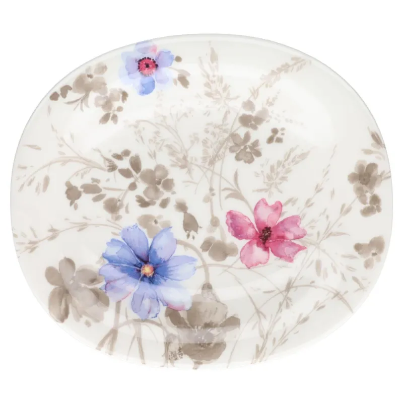Kuchenteller groß/Frühstücksteller oval Volldekor Villeroy & Boch Mariefleur Gris