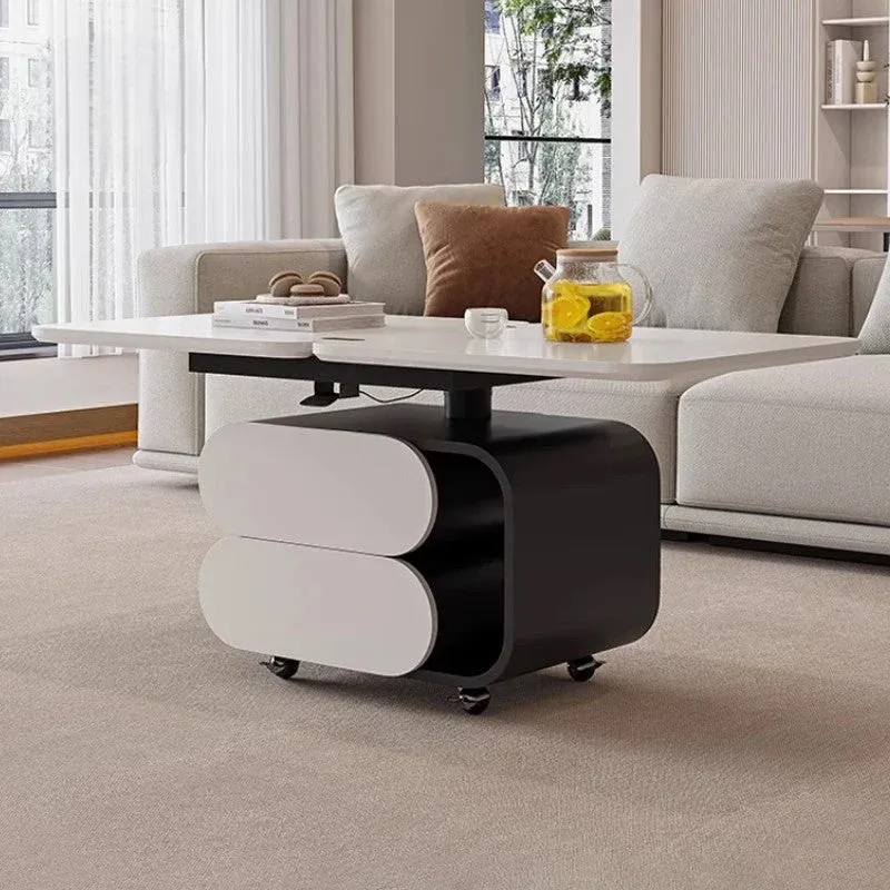 Modern Nordic Height Adjustable Hidden Drawers Coffee Table - Image 0