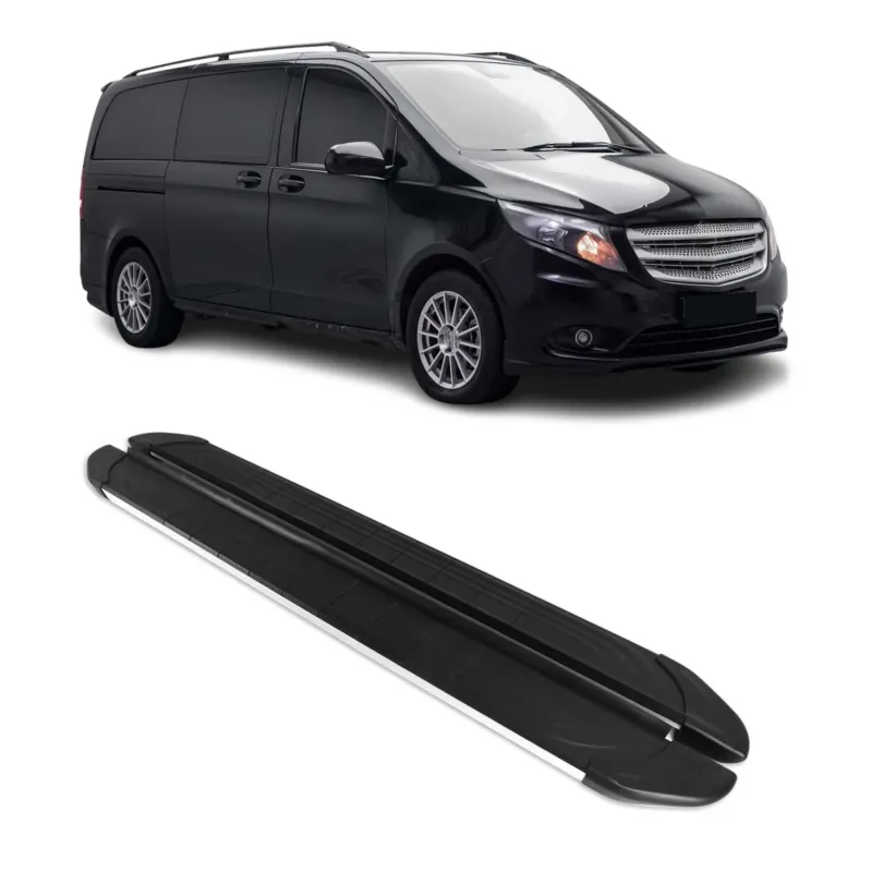 Trittbretter Seitenschweller für Mercedes Klasse W447 2014-26 L1 L2 Alu Schwarz