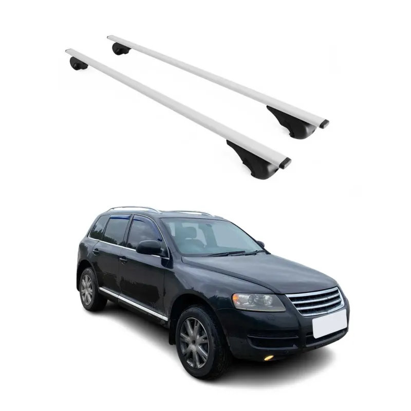 Dachträger Grundträger für VW Touareg mk1 2002-2010 75kg Stahl Silber 2 tlg