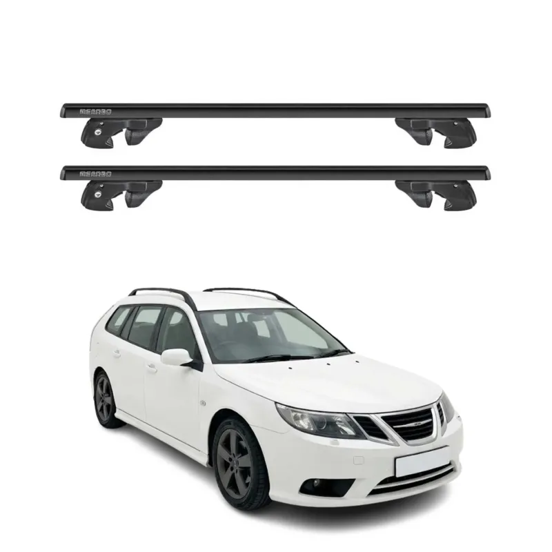 Dachträger Grundtäger für Saab 9-3 II Kombi 2005-2011 Alu 90kg TÜV Schwarz 2tlg