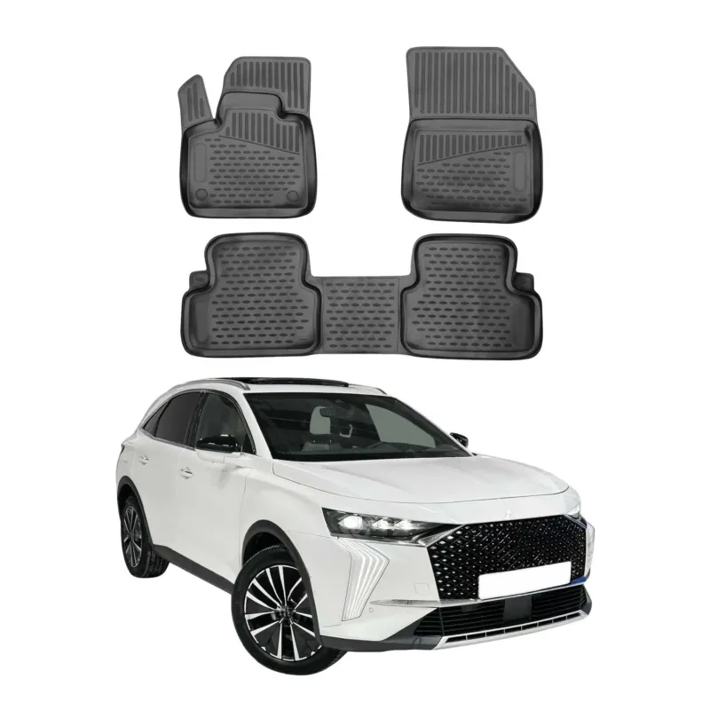 OMAC Gummimatten Fußmatten für DS7 Crossback / DS 7 2017-2026 TPE Schwarz 3x