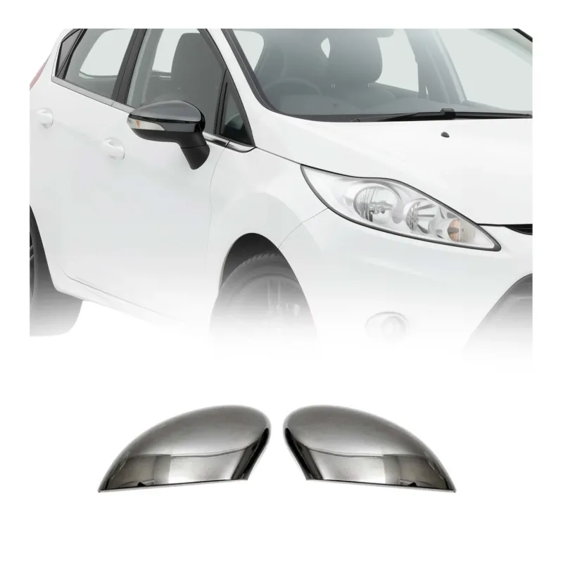 Spiegelkappen Spiegelabdeckung für Ford Fiesta / B-Max 2008-2017 Dark Chrom ABS