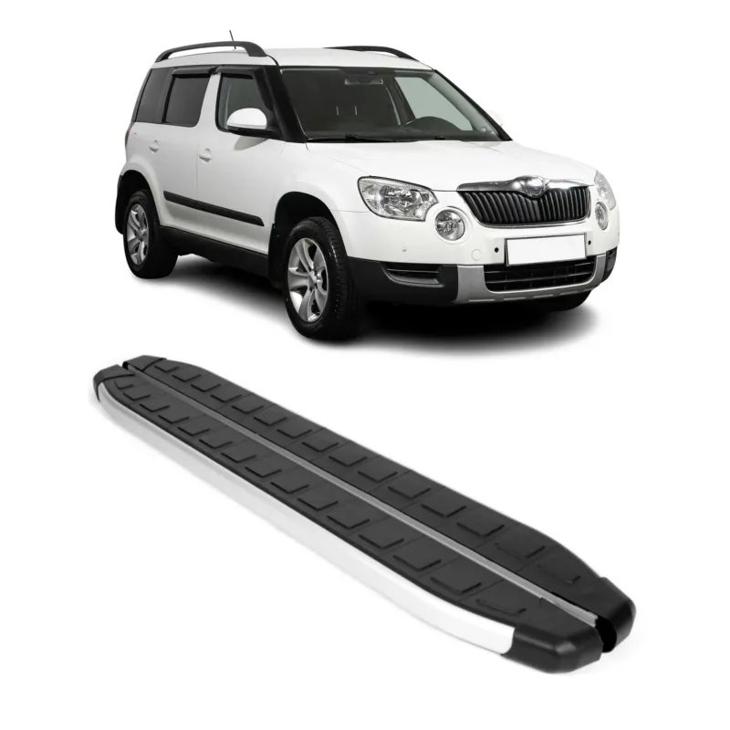 Seitenschweller Seitenbretter Trittbretter für Skoda Yeti 2009-2017 Alu Schwarz
