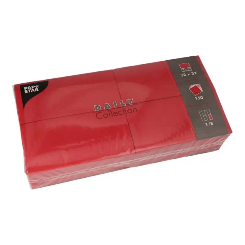 Papstar DAILY Collection Servietten, 32x32 cm, 1/8 Falz, bordeaux