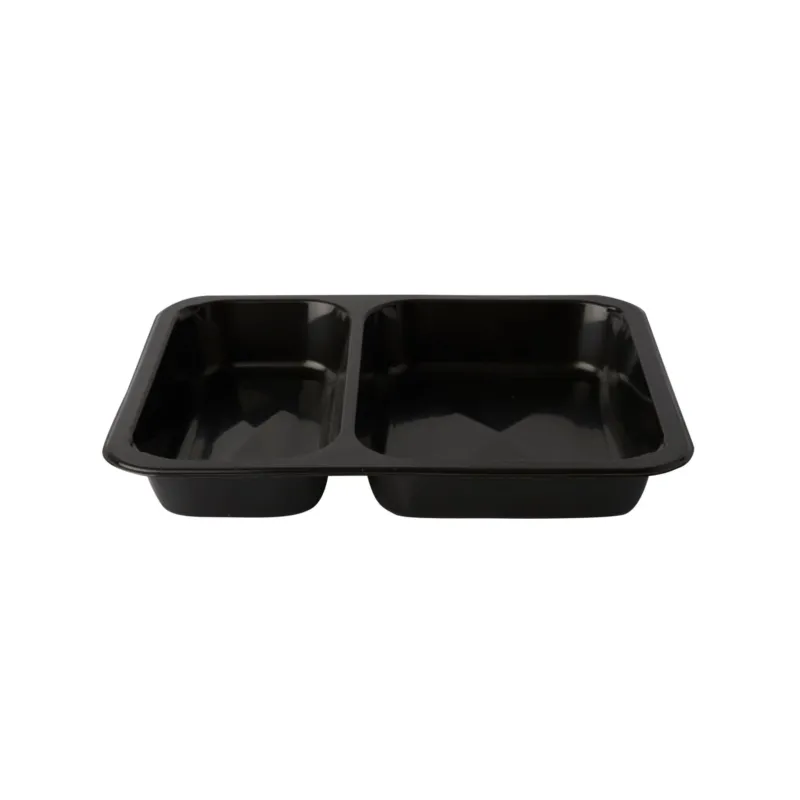 PAPSTAR Mikrowellenschalen Siegelschale, 866 ml, 2-geteilt 1 Karton (10 Packungen × 50 Stück), Schwarz