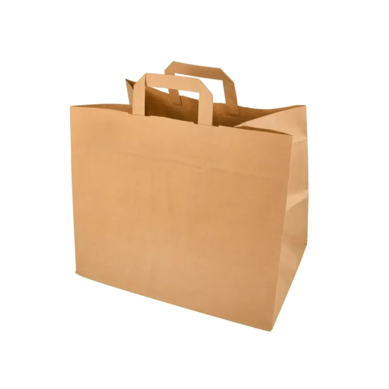 Papstar Papiertüten mit Tragegriff, 27 cm x 32 cm x 21,5 cm, brau