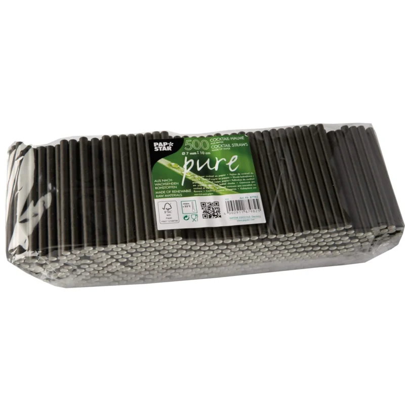 Papstar Pure Cocktail Trinkhalme, 10 cm 1 Karton (8 Packungen × 500 Stück)