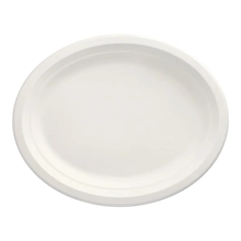 Papstar Pure Einwegteller, Zuckerrohr, oval 32 x 25,5 cm 1 Packung (50 Stück)