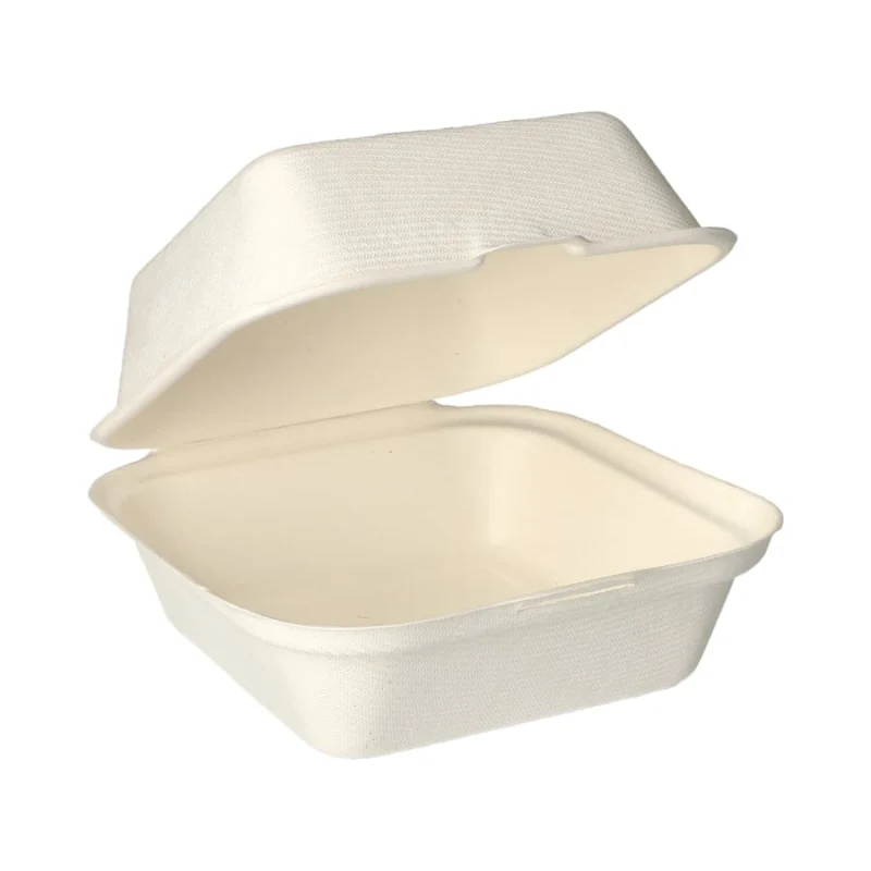 Papstar Pure Hamburger-Boxen, Zuckerrohr, mikrowellengeeignet
