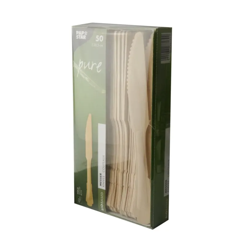 Papstar Pure Vintage Holz Messer 1 Packung (50 Stück)
