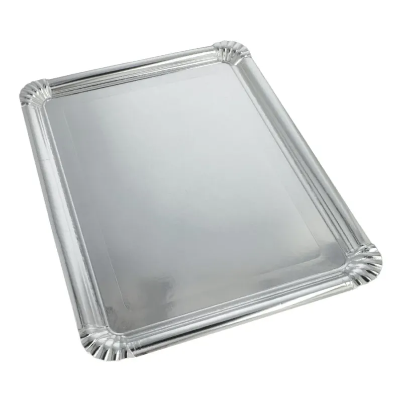 Papstar Servierplatten, eckig, silber