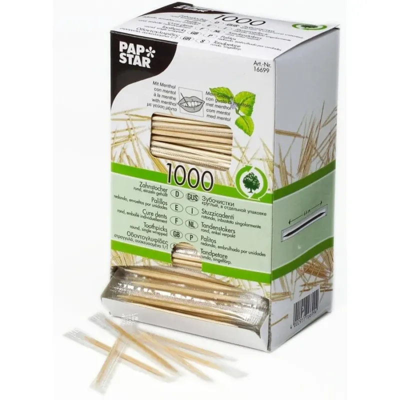 Papstar Zahnstocher, Holz mit Menthol