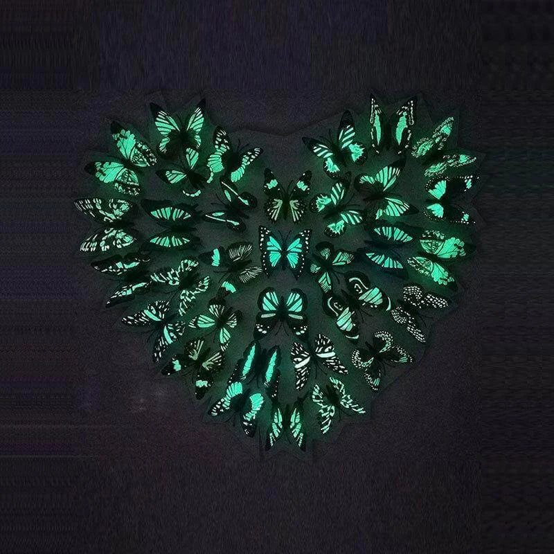 12 Pcs Luminous Butterfly Sticker - Image 0