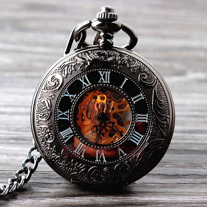 Retro Elegant Fire Black Pocket Watch - Image 0