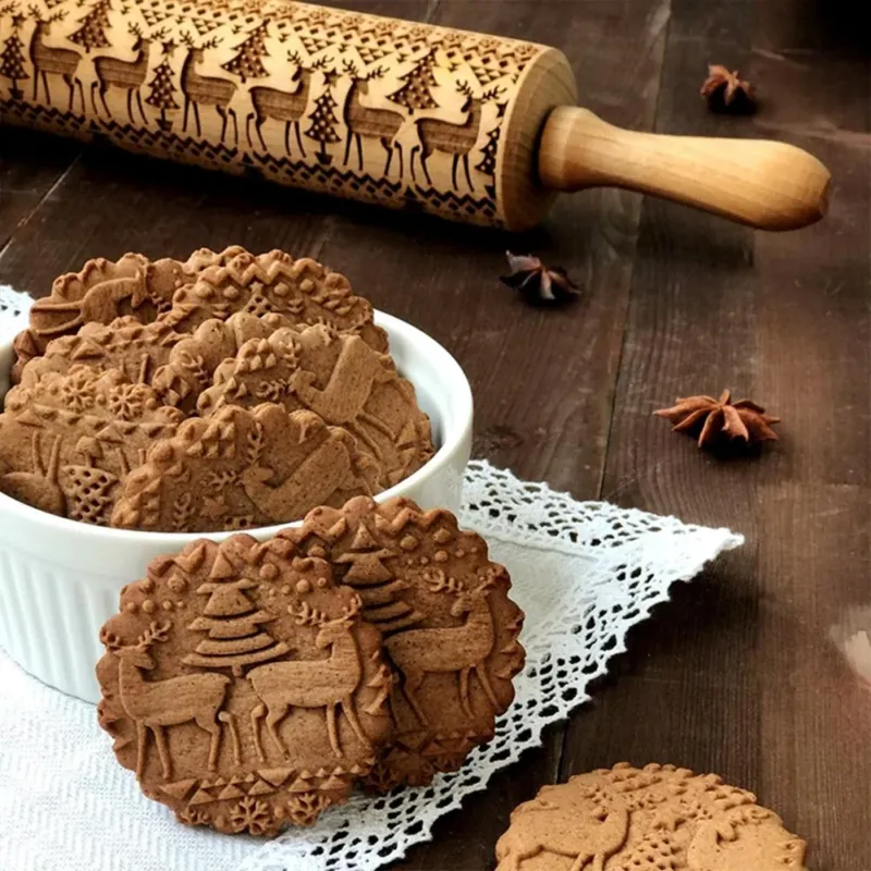 3D Wooden Christmas Rolling Pin - Image 0
