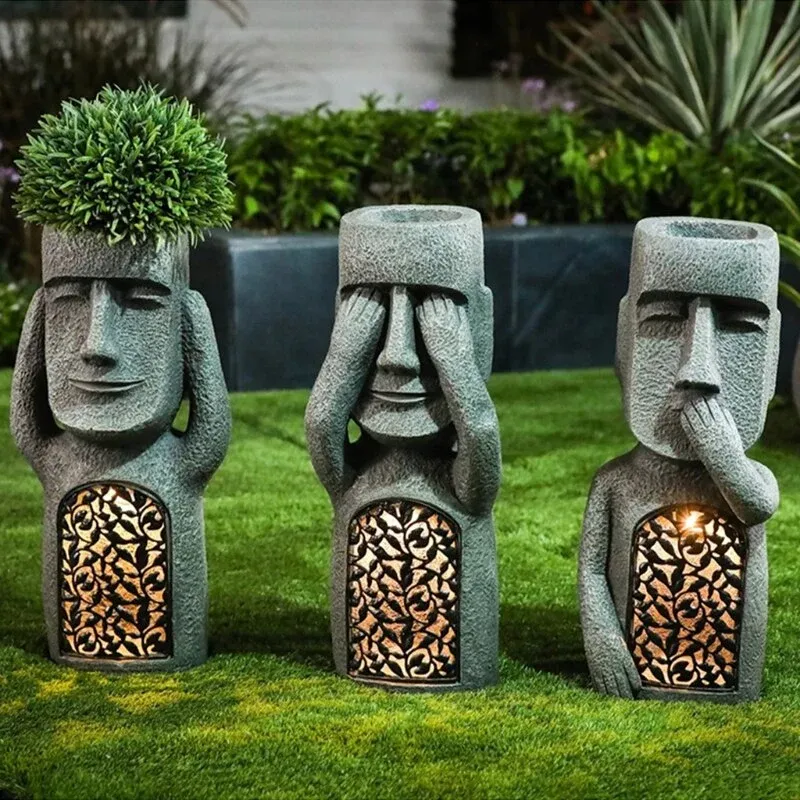 Easter Island Statue Garden Flower Pot - Image 0