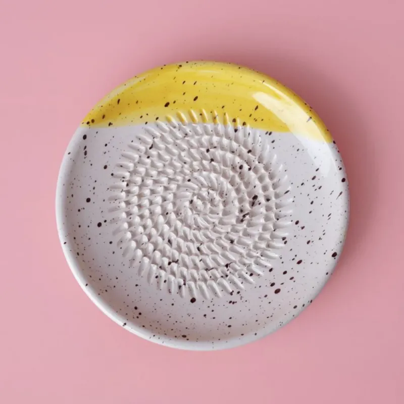 Kleine Tellerreibe Keramik - Gelb, Braun