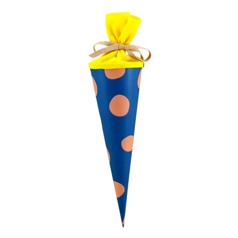 Schultüte blau mit rosa Punkten 35cm