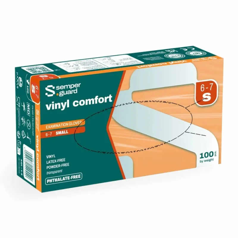 Semperguard® Vinyl comfort Einmalhandschuhe, puderfrei, weiß S (6-7) – 1 Packung (100 Stück)
