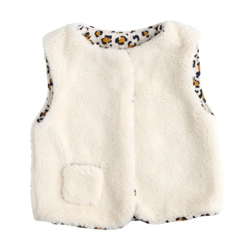 Ärmellose Babyweste aus Sherpa 'LEOPARD'