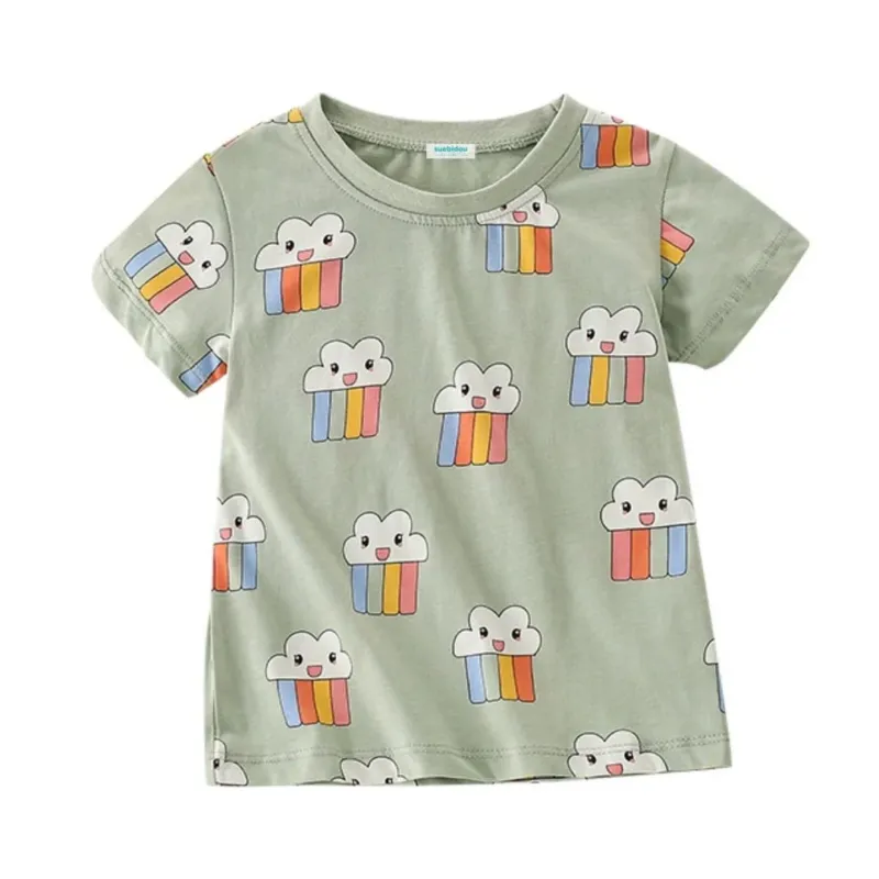 Sommer T-Shirt 'Rainbow Cartoon' grün