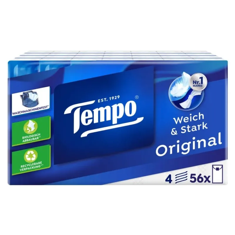Tempo Taschentücher, samtig weich 1 Packung = 56 x 10 Tücher = 560 Tücher