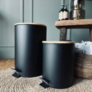 Toiletspand med bambus låg - Sort Big size - VIAMAJA.DK
