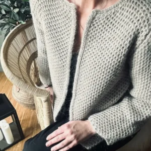 Uldjakke med honeycomb mønster - Taupe - VIAMAJA.DK
