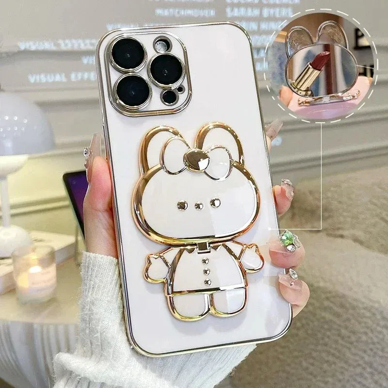 3D Bunny Korean Style Mirror iPhone Case - Image 0