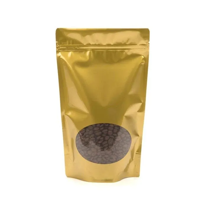 Stand Up Pouches Gold with oval Window 17x9x28.5cm | 340 grams