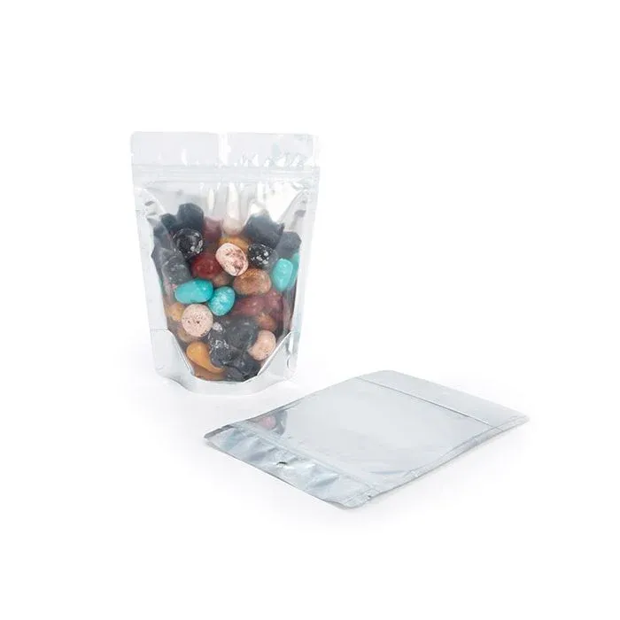 White Backed Stand Up Zipper Pouch 12 x 7,5 x 18,5 cm with Hang Hole